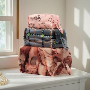 Baggu Packing Cube Set-Ballet Icons, Point Shoe & Beaded Plaid, Travel Organizer